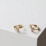 Fresh Tulip Flower CZ Huggie Hoop Earrings, S925 Sterling Silver with 18K Gold Plated Ear Cuff AL1344