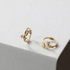 Fresh Tulip Flower CZ Huggie Hoop Earrings, S925 Sterling Silver with 18K Gold Plated Ear Cuff AL1344