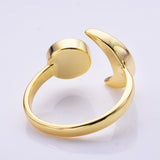 Adjustable Gold Plated Brass Open Ring Setting, Moon Leaf Prong Ring, Making Jewelry Findings AL1345