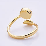Adjustable Gold Plated Brass Open Ring Setting, Moon Leaf Prong Ring, Making Jewelry Findings AL1345