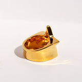 Gold-Plated Star-Embellished Wide Band Ring: Heart Of Grass Collection, Stylish Women's Jewelry AL1346