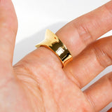 Gold-Plated Star-Embellished Wide Band Ring: Heart Of Grass Collection, Stylish Women's Jewelry AL1346