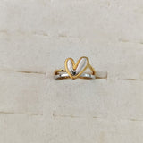 Unique 925 Sterling Silver Gold Plated Double Layer Heart Ring, Love Ring, Fashion Jewelry AL507