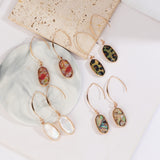 Oval Gold Plated Abalone Earrings, White Shell Earrings, Faceted Natural Seashell Jewelry AL515