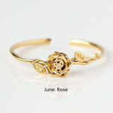 Thin Ring Birthstone Ring Zircon Ring Birth Flower Ring in Gold Plated, Fashion Simple Jewelry AL751