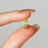 Skinny Gold Plated Brass Round Blue Opal Earrings, CZ Micro Pave Hoop Earring Jewelry AL752