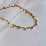 Lace Gold Ball Beads Cable Chain Titanium Stainless Steel Choker Necklace AL766