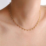 Lace Gold Ball Beads Cable Chain Titanium Stainless Steel Choker Necklace AL766