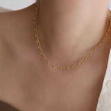 Lace Gold Ball Beads Cable Chain Titanium Stainless Steel Choker Necklace AL766