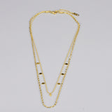 Gold Sequin Diamond Double Layer Glitter Chain Necklace Titanium Stainless Steel AL768