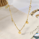 Polish Gold Coin Satellite Chain Necklace Titanium Stainless Steel Fashion Simple Jewelry AL771