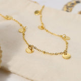 Polish Gold Coin Satellite Chain Necklace Titanium Stainless Steel Fashion Simple Jewelry AL771