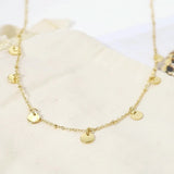 Polish Gold Coin Satellite Chain Necklace Titanium Stainless Steel Fashion Simple Jewelry AL771