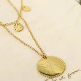 Bohemia Gold Hammered Coin Necklace, Evil Eye Stelliform Necklace, Sun Star Pendant Necklace AL772