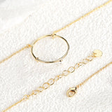 Gold Plated Brass Daily Wear Circle Round Zircon Pearl Necklace Dainty Jewelry AL774