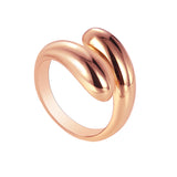 Smooth Gold Plated Brass Double Drop Ring Adjustable Fashion Jewelry AL777