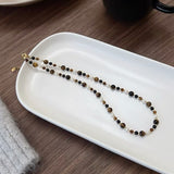 Bohemian Natural Tiger's Eye & Pearl Beads Necklace, Handmade Gemstone Jewelry AL781