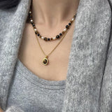 Bohemian Natural Tiger's Eye & Pearl Beads Necklace, Handmade Gemstone Jewelry AL781