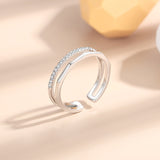 925 Sterling Silver Layer Zircon Open Ring, CZ Mirco Pave Ring, Fashion Jewelry AL784