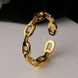 S925 Sterling Silver Cable Chain Gold Ring, Fashion Boho Jewelry AL791