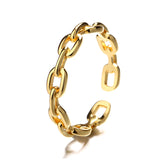 S925 Sterling Silver Cable Chain Gold Ring, Fashion Boho Jewelry AL791