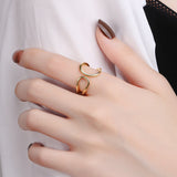 S925 Sterling Silver Smooth Gold Line Twisted Knot Ring, Fashion Jewelry AL792