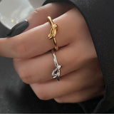 S925 Sterling Silver Smooth Gold Single Line Twisted Knot Ring, Adjustable Fashion Jewelry AL794