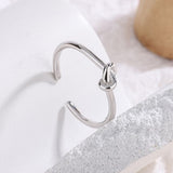 S925 Sterling Silver Smooth Gold Single Line Twisted Knot Ring, Adjustable Fashion Jewelry AL794