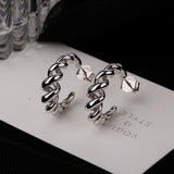 S925 Sterling Silver Circle Smooth Gold Twisted Spiral Post Earrings, Fashion Jewelry AL795