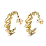 S925 Sterling Silver Circle Smooth Gold Twisted Spiral Post Earrings, Fashion Jewelry AL795