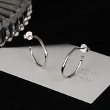 S925 Sterling Silver Skinny Bamboo Smooth Gold Hoop Earrings, Fashion Jewelry AL796