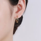 S925 Sterling Silver Skinny Bamboo Smooth Gold Hoop Earrings, Fashion Jewelry AL796