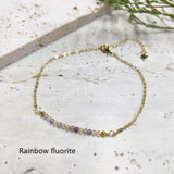 Skinny Gold Plated Rainbow Gemstone Faceted Beaded Bracelet, Handmade Boho Jewelry AL801