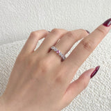 925 Sterling Silver Full White & Pink Zircon Heart Rings For Women AL805