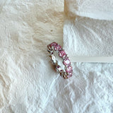 925 Sterling Silver Full White & Pink Zircon Heart Rings For Women AL805