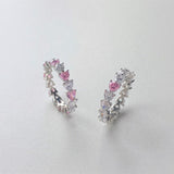 925 Sterling Silver Full White & Pink Zircon Heart Rings For Women AL805