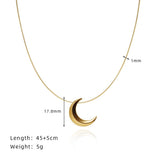 18" Gold Solid Crescent Moon Snake Chain Necklace Titanium Steel 18k Gold Plated AL834