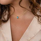 16" Small Teardrop Necklace Birthstone Necklace, Zircon Necklace, Stainless Steel in 18K Gold Plated, Fashion Simple Jewelry AL841