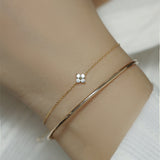 Skinny 925 Sterling Silver Four Leaf Clover Bracelet Zircon Bracelet, Lucky Lady Fashion Jewelry AL848