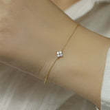 Skinny 925 Sterling Silver Four Leaf Clover Bracelet Zircon Bracelet, Lucky Lady Fashion Jewelry AL848