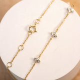 Dainty 925 Sterling Silver Four Leaf Clover Bracelet Zircon Bracelet, 18k Gold Plated, Lucky Lady Fashion Jewelry AL849