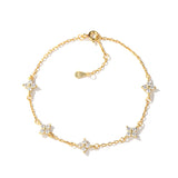 Dainty 925 Sterling Silver Four Leaf Clover Bracelet Zircon Bracelet, 18k Gold Plated, Lucky Lady Fashion Jewelry AL849