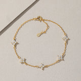 Dainty 925 Sterling Silver Four Leaf Clover Bracelet Zircon Bracelet, 18k Gold Plated, Lucky Lady Fashion Jewelry AL849