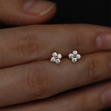 925 Sterling Silver Four Leaf Clover Stud Earrings Zircon Post Earrings, Lucky Lady Fashion Jewelry AL850