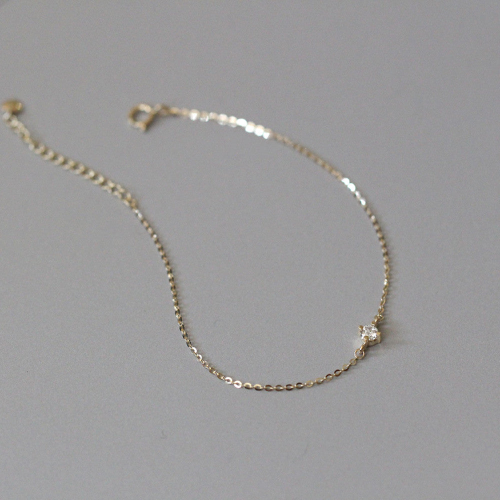 925 Sterling Silver Four-Claw Zircon Bracelet, Dainty CZ Necklace, Fashion Jewelry AL859