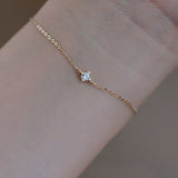 925 Sterling Silver Four-Claw Zircon Bracelet, Dainty CZ Necklace, Fashion Jewelry AL859