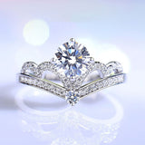 Crown S925 Sterling Silver 1 Carat Moissanite Diamond Ring Zircon Ring, Lady Fashion Jewelry Ring AL862