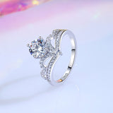 Crown S925 Sterling Silver 1 Carat Moissanite Diamond Ring Zircon Ring, Lady Fashion Jewelry Ring AL862