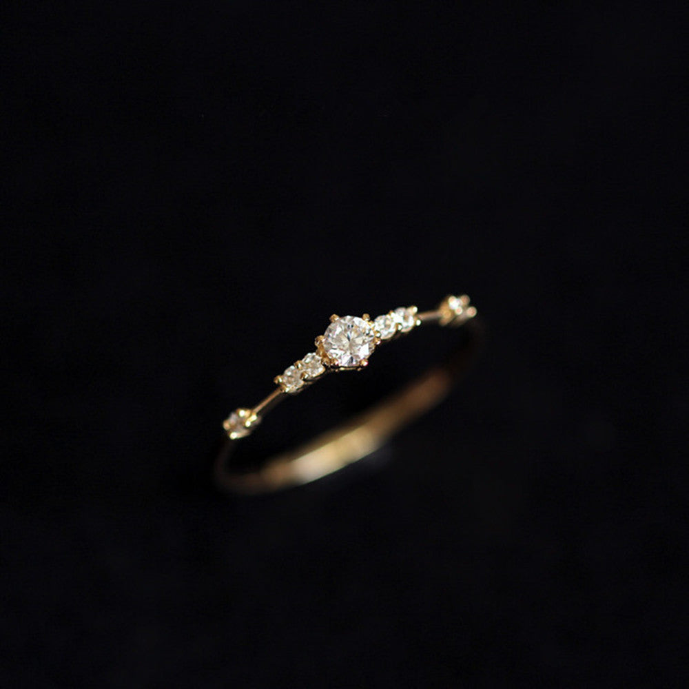 Skinny CZ Ring 925 Sterling Silver Seven Small Zircon Thin Ring, Lady Fashion Jewelry AL865