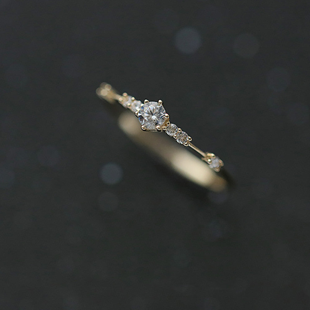 Skinny CZ Ring 925 Sterling Silver Seven Small Zircon Thin Ring, Lady Fashion Jewelry AL865